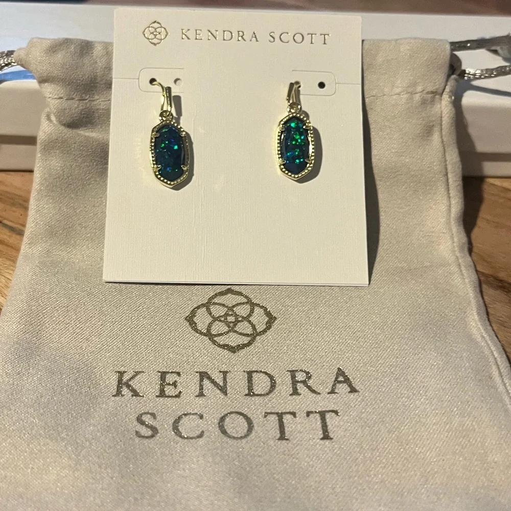 Kendra Scott Lee Gold Drop Earrings in Night Kyocera Opal - Picture 2 of 6